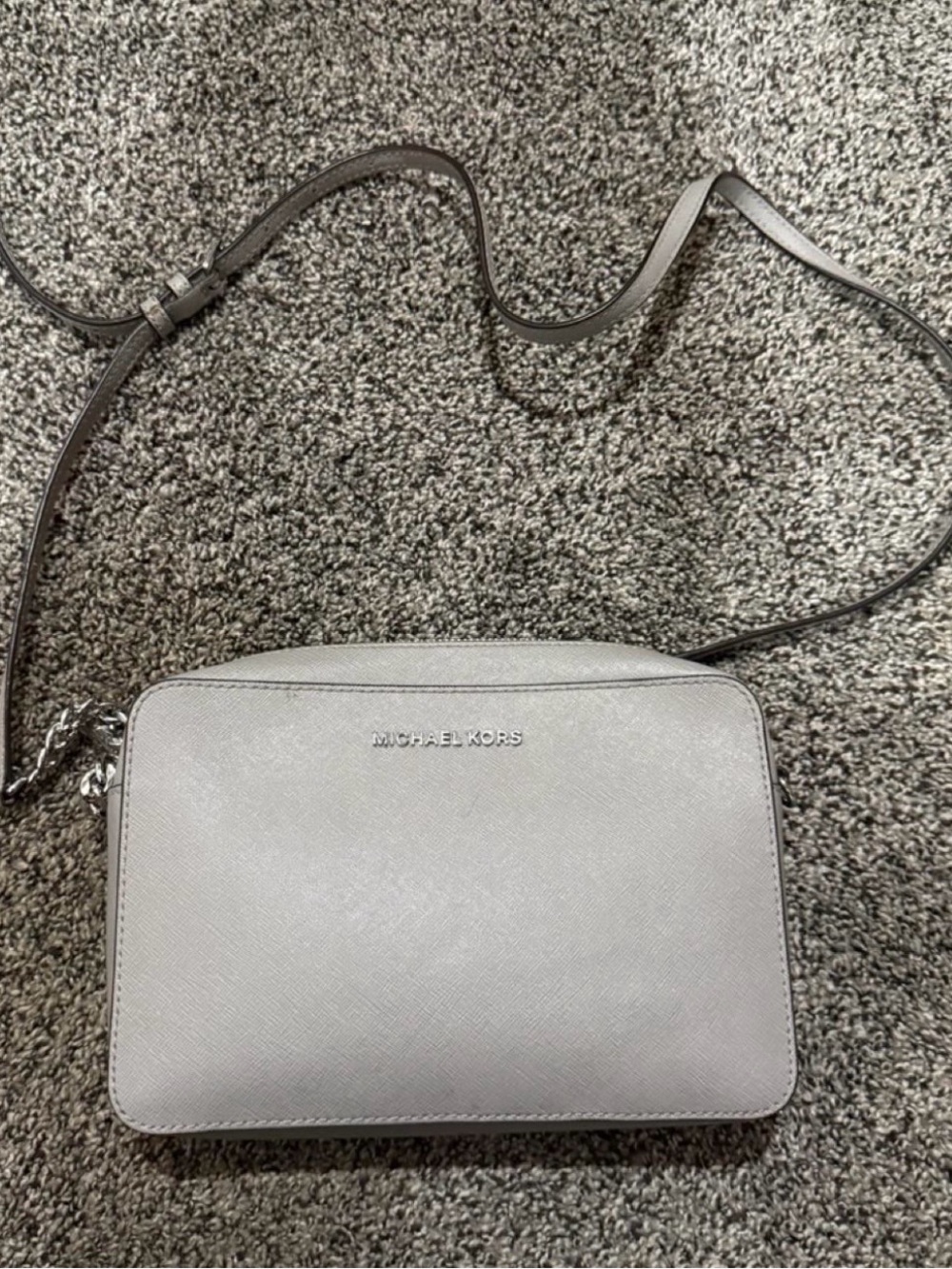 Michael Kors Light Gray Saffiano Leather Crossbody